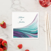 モダンの結婚食卓の赤紫色とティール（緑がかった色） スタンダードカクテルナプキン (インサイチュ)