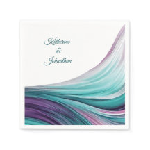 モダンの結婚食卓の赤紫色とティール（緑がかった色）