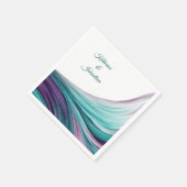 モダンの結婚食卓の赤紫色とティール（緑がかった色） スタンダードカクテルナプキン (角)