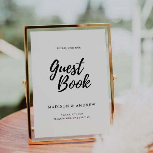 モダンの結婚Guest Book Signテンプレート 招待状