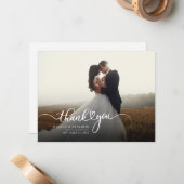 モダンの結婚Photo Scriptサンキューカード ノートカード (正面/裏面インサイチュ)