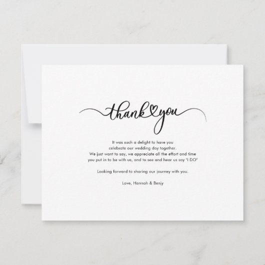 モダンの結婚Photo Scriptサンキューカード ノートカード (裏面)