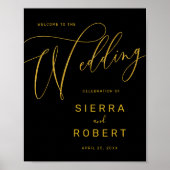 モダンの結婚Welcome Signフェイクグリッター ポスター (正面)