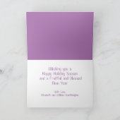 モダンの絵画クリスマスの木の紫色の装飾 カード (内部)