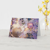 モダンの絵画クリスマスの木の紫色の装飾 カード (黄色い花)