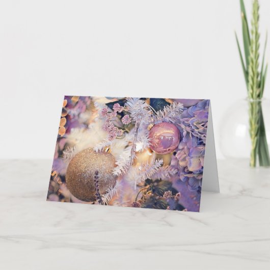 モダンの絵画クリスマスの木の紫色の装飾 カード (正面)