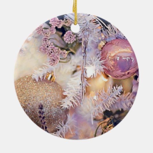 モダンの絵画クリスマスの木の紫色の装飾 セラミックオーナメント (裏面)