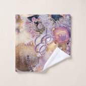 モダンの絵画クリスマスの木の紫色の装飾 バスタオルセット (ウォッシュタオル)