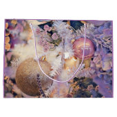 モダンの絵画クリスマスの木の紫色の装飾 ラージペーパーバッグ (裏面)