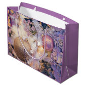 モダンの絵画クリスマスの木の紫色の装飾 ラージペーパーバッグ (裏面アングル)