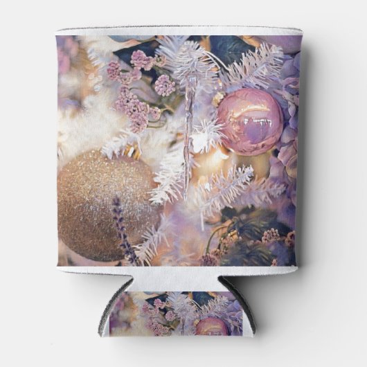 モダンの絵画クリスマスの木の紫色の装飾 缶クーラー (正面)