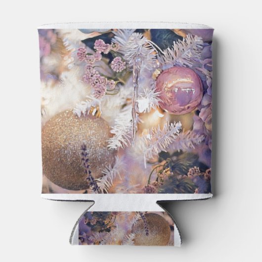 モダンの絵画クリスマスの木の紫色の装飾 缶クーラー (裏面)