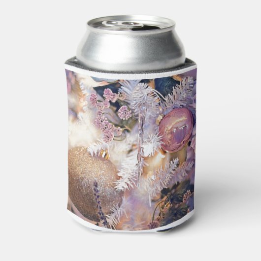 モダンの絵画クリスマスの木の紫色の装飾 缶クーラー (缶裏面)