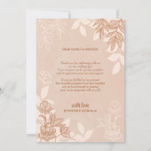 モダンの花葉とオーナメント結婚の サンキューカード (裏面)