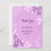 モダンの花葉とオーナメント結婚の サンキューカード (正面)