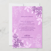 モダンの花葉とオーナメント結婚の サンキューカード (裏面)