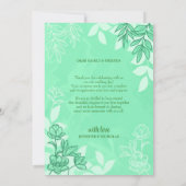 モダンの花葉とオーナメント結婚の サンキューカード (裏面)