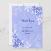 モダンの花葉とオーナメント結婚の サンキューカード (正面)