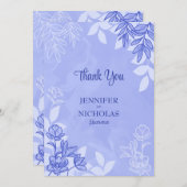 モダンの花葉とオーナメント結婚の サンキューカード (正面/裏面)