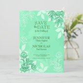 モダンの花葉とオーナメント結婚の 招待状 (スタンド正面)