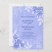 モダンの花葉とオーナメント結婚の 招待状 (正面)