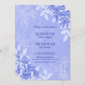 モダンの花葉とオーナメント結婚の 招待状 (正面/裏面)