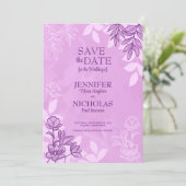 モダンの花葉とオーナメント結婚の 招待状 (スタンド正面)