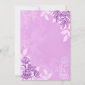 モダンの花葉とオーナメント結婚の 招待状 (裏面)