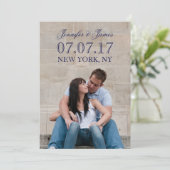 モダンの行%PIPE%の写真の保存日付カード セーブザデート (スタンド正面)