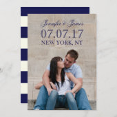 モダンの行%PIPE%の写真の保存日付カード セーブザデート (正面/裏面)