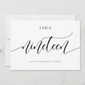 モダンの表結婚番号の書道 – 19 招待状 (裏面)