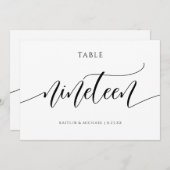 モダンの表結婚番号の書道 – 19 招待状 (正面/裏面)