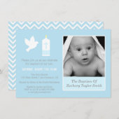 モダンの鳩および蝋燭の写真の洗礼の招待状 招待状 (正面/裏面)