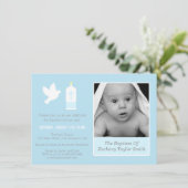 モダンの鳩および蝋燭の写真の洗礼の招待状 招待状 (スタンド正面)