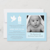 モダンの鳩および蝋燭の写真の洗礼の招待状 招待状 (正面)