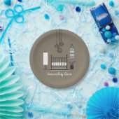 モダンの黒 + 白い子供部屋のベビーシャワー ペーパープレート (パーティー)