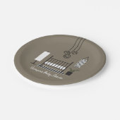 モダンの黒 + 白い子供部屋のベビーシャワー ペーパープレート (アングル)