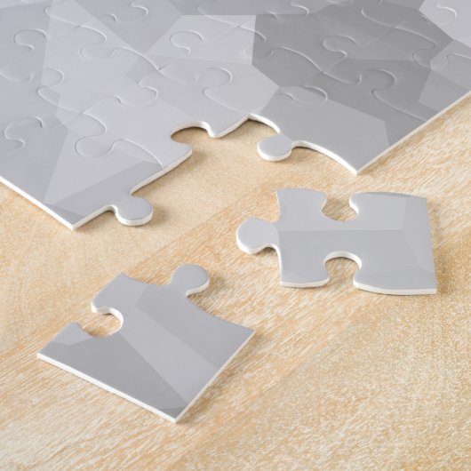 モダンの-灰色および白い多角形の形の抽象芸術 ジグソーパズル (側面)