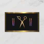 モダンはさみ |ヘアピン |メタリック金ゴールド縁ど 予約カード (正面)