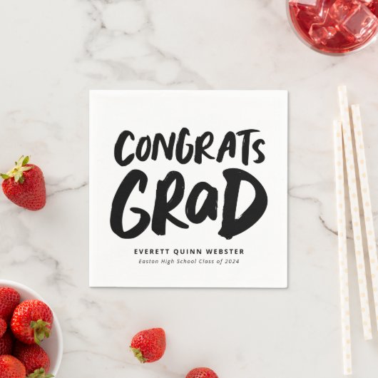 モダンはっきりしたおめでとう卒業パーソナライズされた スタンダードカクテルナプキン (インサイチュ)