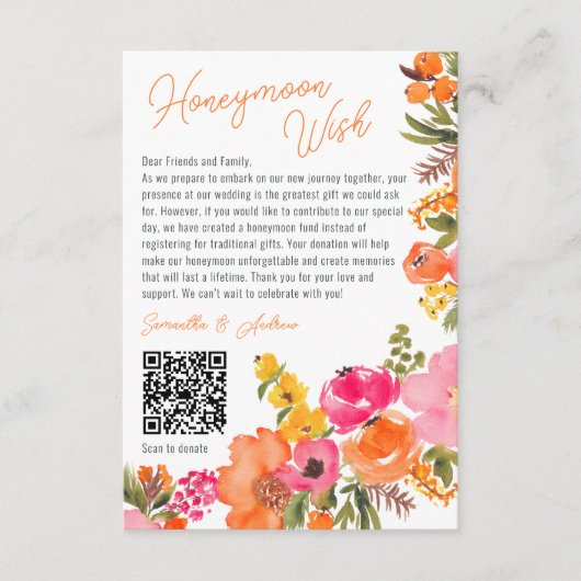 モダンはっきりしたのQRを望む結婚野花 エンクロージャーカード (正面)