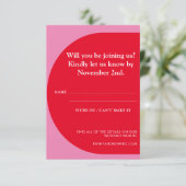 モダンはっきりしたよくはしゃぐ幾何結婚赤 出欠カード (スタンド正面)