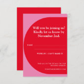 モダンはっきりしたよくはしゃぐ幾何結婚赤 出欠カード (正面/裏面)