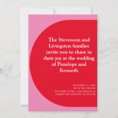 モダンはっきりしたよくはしゃぐ幾何結婚赤 招待状 (正面)