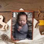 モダンはっきりしたイニシャル紹介新生児写真 案内状