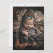 モダンはっきりしたイニシャル紹介新生児写真 案内状 (裏面)