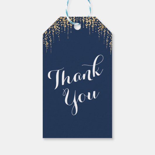 モダンはっきりしたウィローツリーネイビーブルー金ゴールド結婚 ギフトタグ (裏面)