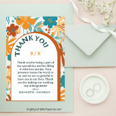 モダンはっきりしたエレガントフローラ結婚ズ サンキューカード