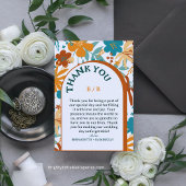 モダンはっきりしたエレガントフローラ結婚ズ サンキューカード