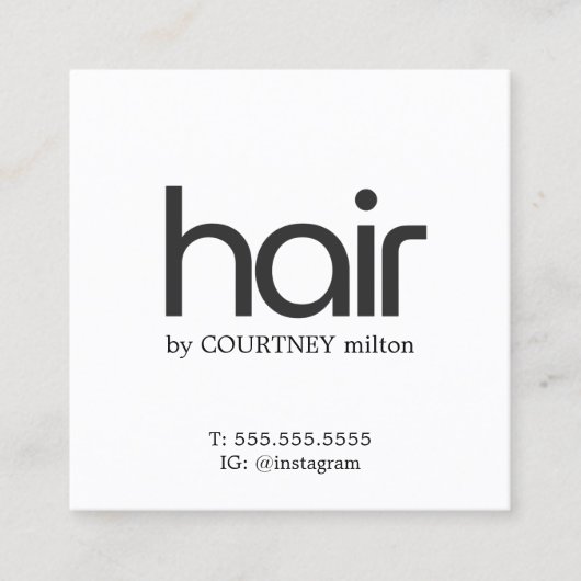 モダンはっきりしたエレガント白黒フェイクハート スクエア名刺 (正面)